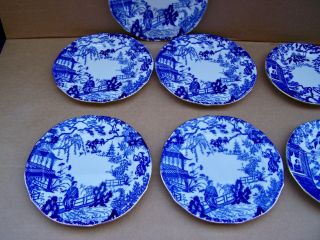 9 vintage Royal Crown Derby Blue Mikado plates 4 bread & butter 5 salad plates 2
