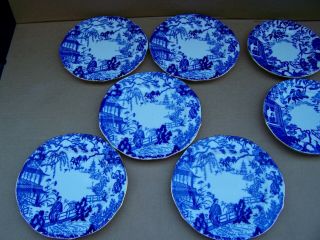 9 vintage Royal Crown Derby Blue Mikado plates 4 bread & butter 5 salad plates 5