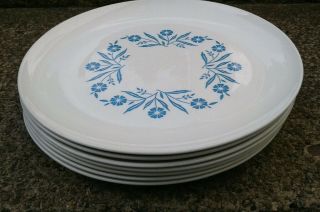 Set 7 Centura Cornflower Blue 8 1/2 " Luncheon Plates Corning