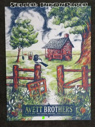 Avett Brothers 05/12/17 Port Chester,  Ny Ap Poster By Zeb Love S/n Xx/13