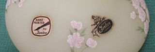 Fenton Hand Painted Pink Blossom Custard Vase - Signed w\Original Labels 5