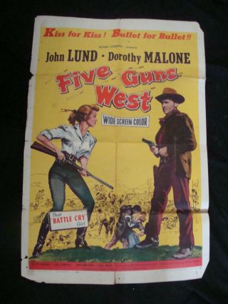 Five Guns West Movie Poster John Lund Dorothy Malone 1955 One Sheet