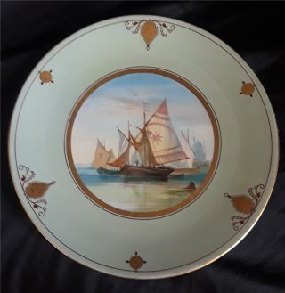 Wedgwood 19th Century Hand Painted Plate With Ship