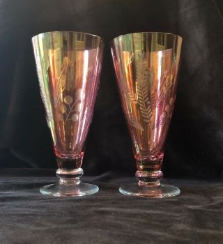 Lenox Etchings Crystal All Purpose Cranberry Set Of 2
