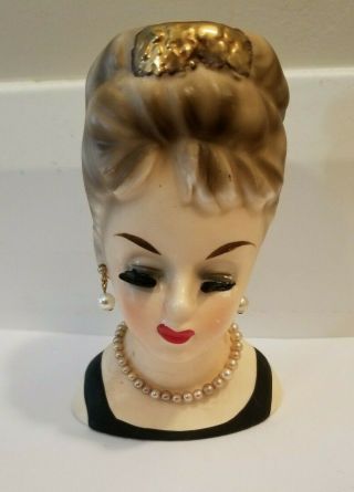 Vintage Head Vase Planter Inarco Audrey Hepburn 5 " E1610 Breakfast At Tiffany 