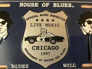 EXLNT House of Blues - BLUES BROTHERS LICENSE PLATE Jake & Elwood CHICAGO 1997 2