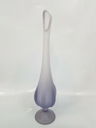 Vintage Viking Frosted Glass Bud Vase Purple Lavender M4