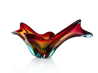 Imperial Royal Murano Flames Of Fire & Ice Art Glass Royal Majesty 6 Wing Bowl 4