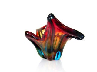 Imperial Royal Murano Flames Of Fire & Ice Art Glass Royal Majesty 6 Wing Bowl 5