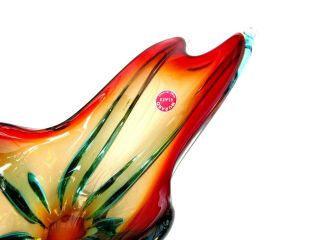 Imperial Royal Murano Flames Of Fire & Ice Art Glass Royal Majesty 6 Wing Bowl 8