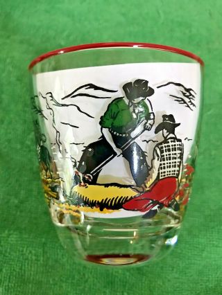 6 Libbey Mid - Century Western/Cowboy/Branding Themed Barware Glasses - - 2