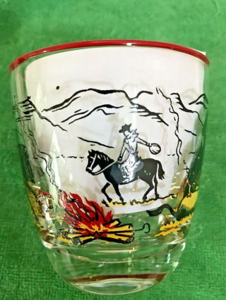 6 Libbey Mid - Century Western/Cowboy/Branding Themed Barware Glasses - - 5