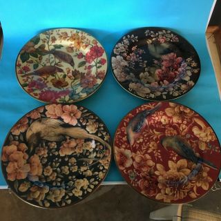 Pottery Barn Sabyasachi Floral Bird Salad Dessert Plates Set Of 4