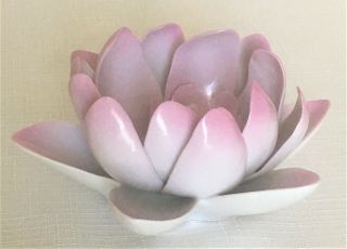 Herend “pink Water Lily” Exquisite,  Rare Hand Painted Porcelain