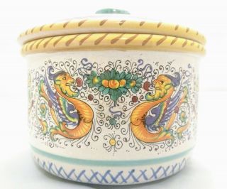 Deruta Dipinto A Mano Raffaellesco Jar Canister Lid Italian Ceramic Pottery Dip