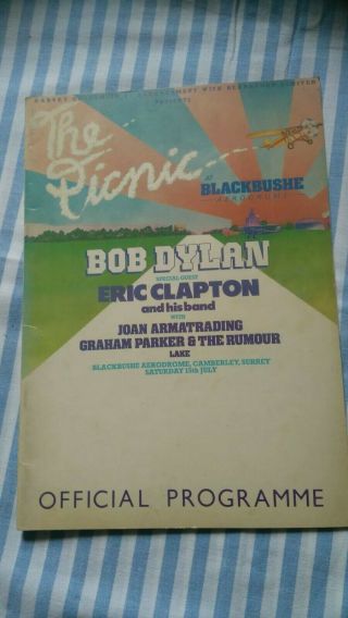 The Picnic At Blackbushe 1978 Bob Dylan Eric Clapton Concert Music Programme