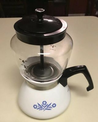 Vintage Corning Ware Blue Cornflower Drip - O - Lator 6 Cup Coffee Tea Pot