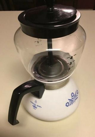 Vintage Corning Ware Blue Cornflower Drip - O - Lator 6 Cup Coffee Tea Pot 2
