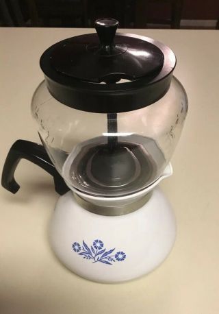 Vintage Corning Ware Blue Cornflower Drip - O - Lator 6 Cup Coffee Tea Pot 3