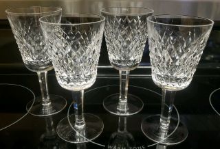 Gorgeous Set Of 4 Waterford Crystal Alana White Wine Glasses 5 5/8 " Tall 5.  5 "