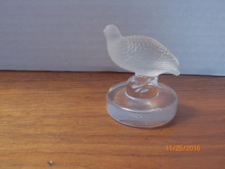 Miniture Lalique Crystal Antique Frosted Partridge Signed On Bottom