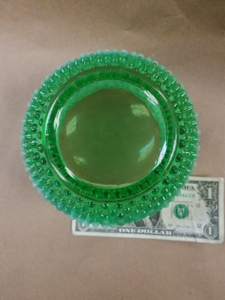 Vintage FENTON Art Glass Opalescent Green Hobnail Ruffled Edge Deep Bowl,  Vase 6