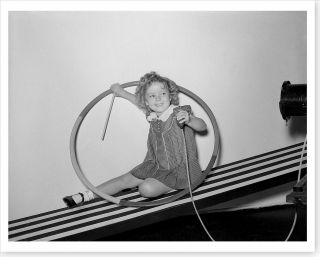 Child Star Shirley Temple Hoop Roller 8 X 10 Silver Halide Photo