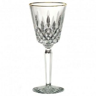 Waterford Lismore Gold Golden Water Goblet Crystal Glass