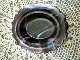 Purple White Slag Glass Rooster / Hen on Nest Covered Candy Dish 4
