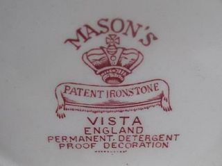 Masons VISTA Red Pink Transferware Coffee Pot & Lid - Scenes & Leaves 6