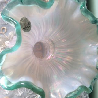 Fenton Pearl Opalescent W/ Green Silvercrest/ Handpainted Wheat Vase 5