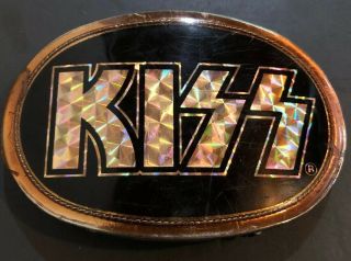 Kiss Belt Buckle 1978 Pacifica Mfg.  Reflective Lettering Rare