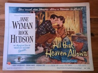 Lobby Card 11x14: All That Heaven Allows (1955) Jane Wyman,  Rock Hudson