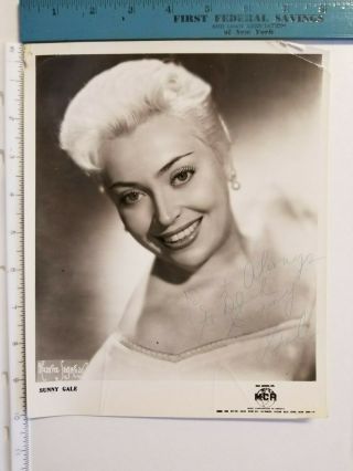 " Sunny Gale " Autographed And Inscribed Publicity Photograph