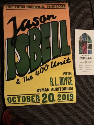 Jason Isbell Ryman Hatch Print Night 3 Of 7 10/20/19 Nashville 400 Unit