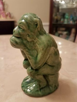 Rare Roseville Pottery Monkey Bank Green Early 1900s Factory