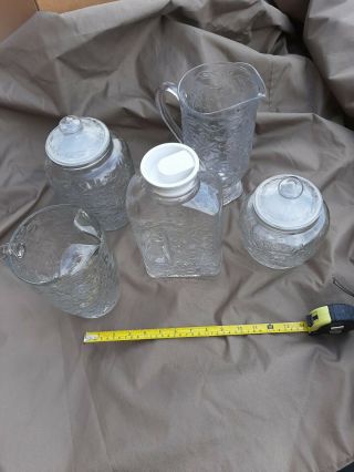 Princess House Fantasia 2 Crystal Cookie Jars,  2 Water Pitchers,  Juice Jar