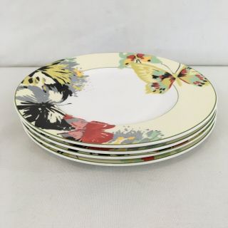 Mikasa Dining Redesigned Modern Butterfly Porcelain Luncheon Salad Plates (4)