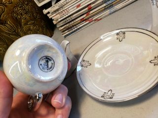 Vintage Ohme Art Nouveau Silverite China Teacup,  Creamer,  Salt & Pepper Shakers 3