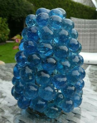 Stunning Vintage Blue Glass Grapes Light Lamp Shade,  Murano.