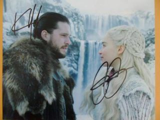 Emilia Clarke,  Kit Harington 8x10 Autographed " Game Of Thrones " Photo