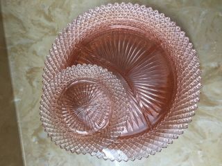 Anchor Hocking Miss America Pink Depression Glass Divided Grill Plates Set Of 4