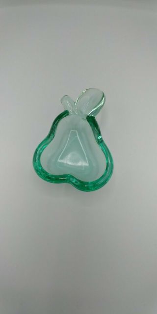 Vintage Art Deco Green Vaseline Glass Pear Candy Dish Bowl Uranium Hard To Find