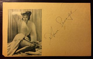 Ann Savage Vintage Autograph Signed Large Paper Actress " Detour " Wwii Pin - Up