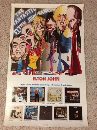 Elton John Band - 1974 Us 35 X 22 Promo Poster - Jaques Benoit Art.