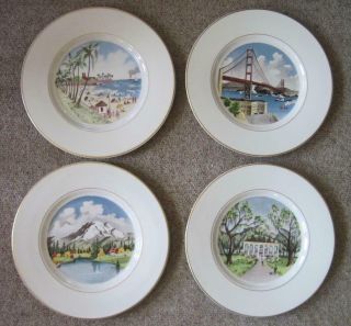 4 Syracuse China American Scene 10.  25 " Dinner Plates Made For B.  Altman & Co.  3
