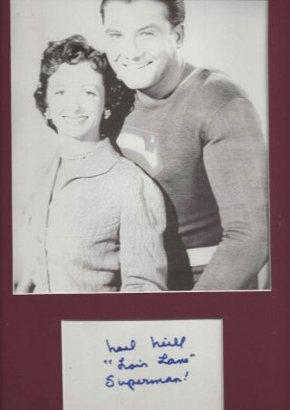 Superman Photo As Lois Lane & In - Person Hand Signed Card By Pretty Noel Neill