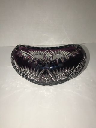 Caesar Bohemeia Bowl Amethyst Purple Cut To Clear Crystal Bohemian Czech