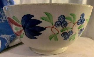 Antique 19th Century English Staffordshire Porcelain Art Pottery Bowl Spongeware