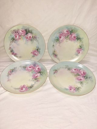 Heinrich - H&c Bavaria China Hand Painted Floral Dinner Plate Set (4)